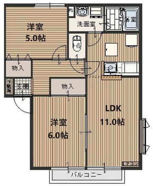 サンガーデンジジ(2LDK/1階)の間取り写真