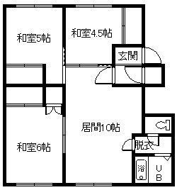 春光2.3ハイツ(3LDK/3階)の間取り写真