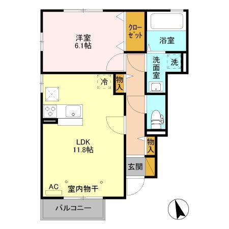 AMBICIONA(1LDK/1階)の間取り写真