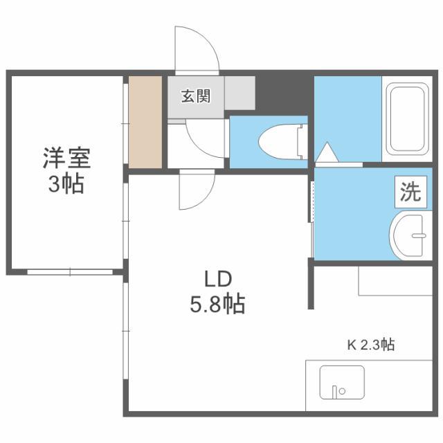 LE TRAIN BLEU ルトランブルー(1LDK/2階)の間取り写真
