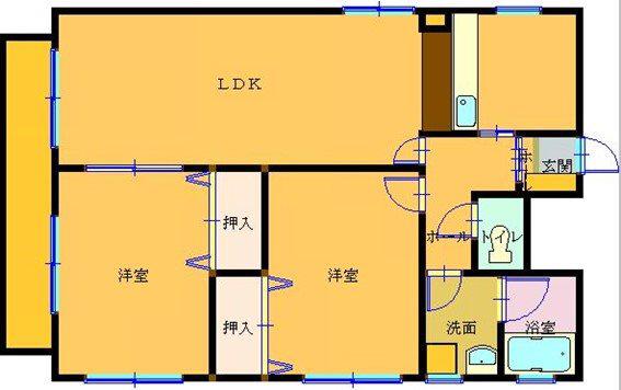 エスポワール A棟(2LDK/1階)の間取り写真