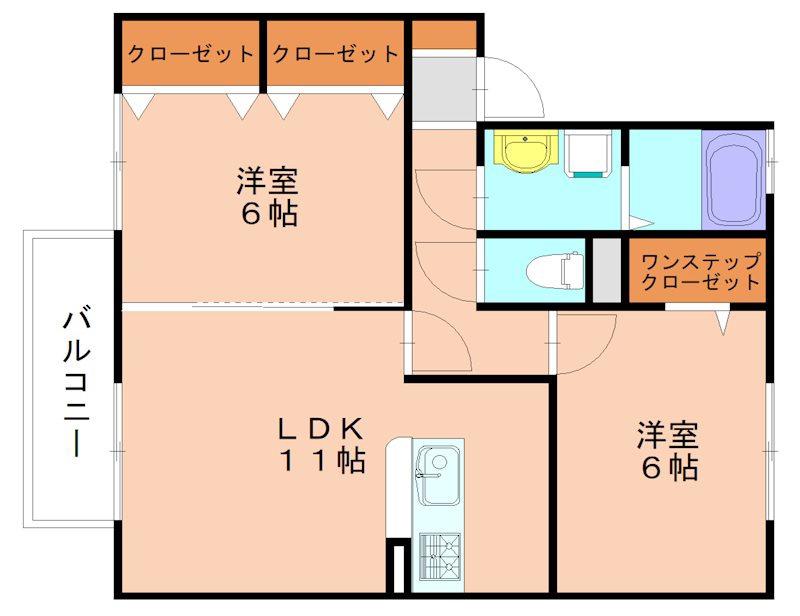シャルムの杜(2LDK/2階)の間取り写真