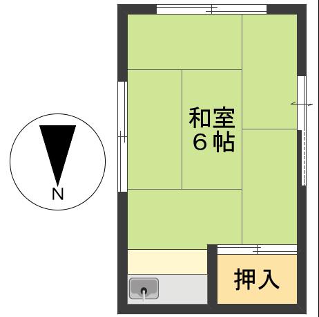 清友荘(ワンルーム/1階)の間取り写真