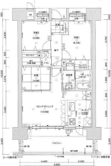 アーバンパレス香椎照葉 東棟 616(3LDK/6階)の間取り写真