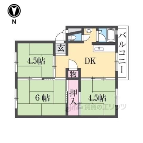 伊丹鴻池第4団地6号棟(3DK/4階)の間取り写真