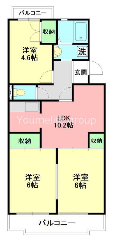 センチュリーハウス(3LDK/2階)の間取り写真