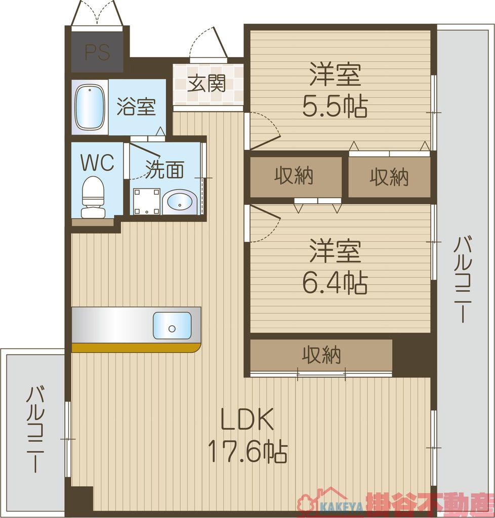 パークビュー橋(2LDK/3階)の間取り写真
