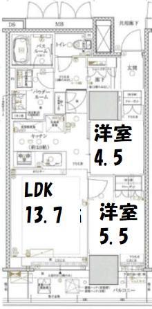 プレミストタワー靭本町(2LDK/8階)の間取り写真