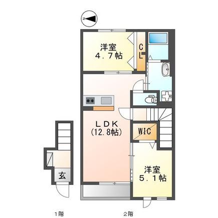 フォルビート(2LDK/2階)の間取り写真