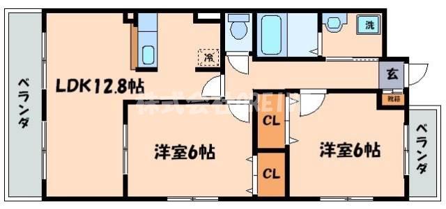 トップクレスト秀(2LDK/2階)の間取り写真