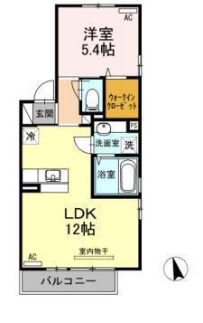 シェリア(1LDK/2階)の間取り写真