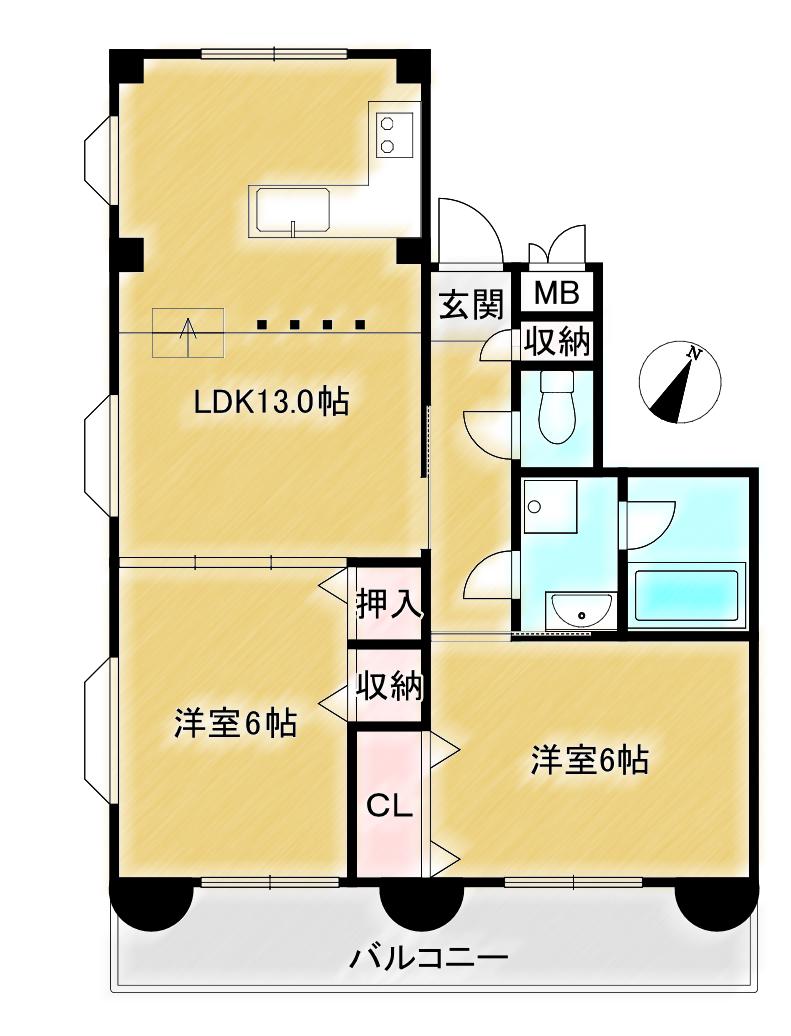 シャトレエスポワール(2LDK/3階)の間取り写真