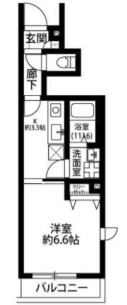 アムールYUTAKA(1K/1階)の間取り写真
