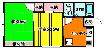 清水ハイム(2K/2階)の間取り写真