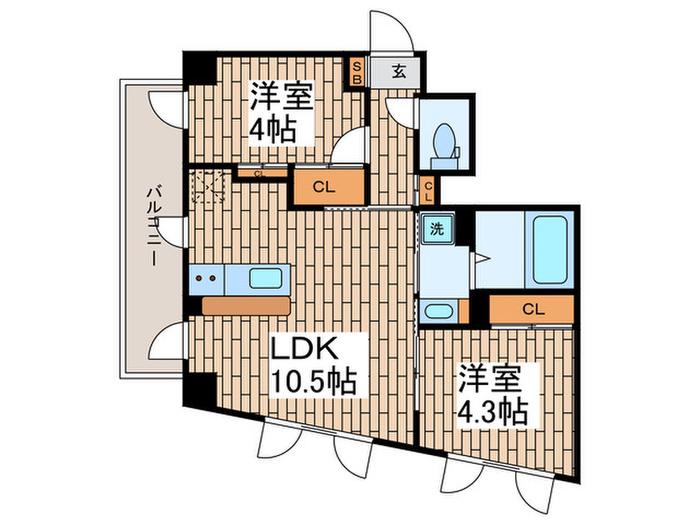 ARKMARK馬込(2LDK/2階)の間取り写真