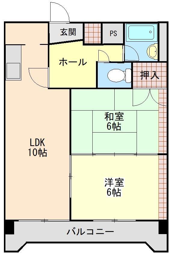 パンドラマンション(2LDK/6階)の間取り写真