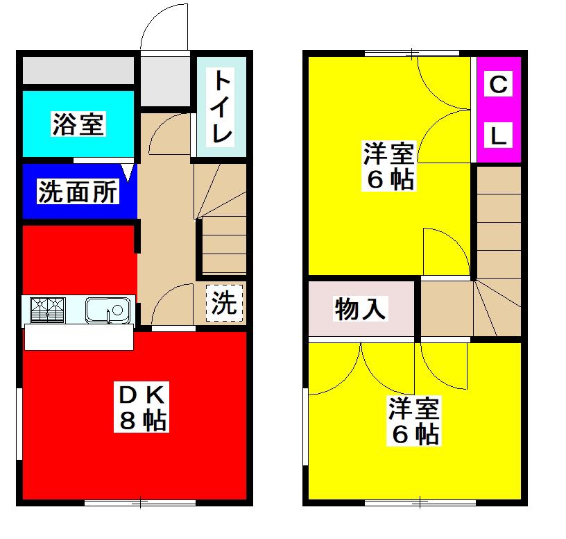 PICASSO石原(2DK/1階)の間取り写真