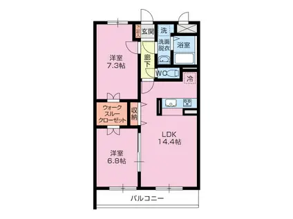 クレール錦町(2LDK/1階)の間取り写真