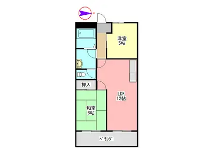 エステート旦島(2LDK/4階)の間取り写真