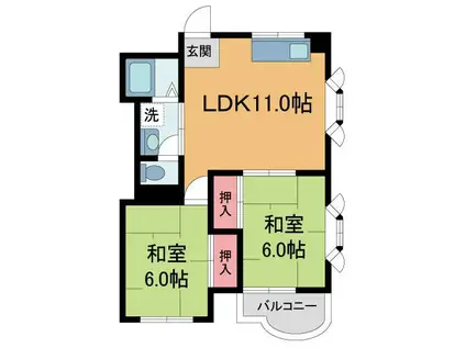 メゾン三宅I(2LDK/2階)の間取り写真