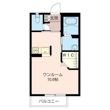 ラフィネ(ワンルーム/2階)の間取り写真