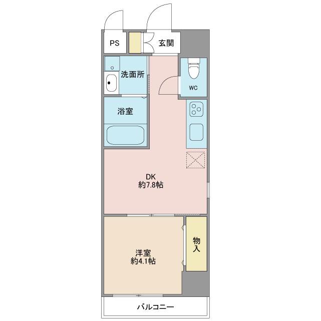 ラシャンス金池(1DK/5階)の間取り写真