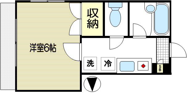 Sファースト砧(1K/1階)の間取り写真