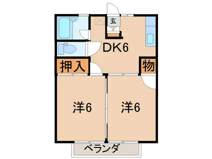 桜町ハイツ(2DK/1階)の間取り写真
