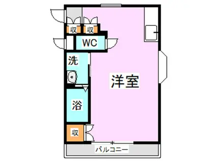 ハミング・バード(ワンルーム/2階)の間取り写真