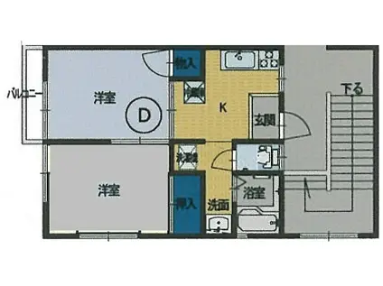 クレイン館(2K/2階)の間取り写真