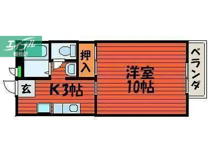 ビーライン川入A(1K/1階)の間取り写真