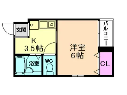 エステート塚本(1K/4階)の間取り写真