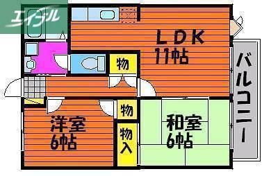 RKパレス岡崎(2LDK/2階)の間取り写真