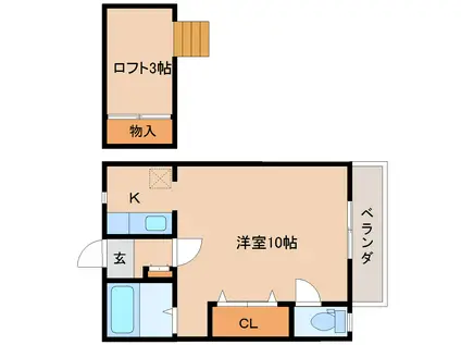 ヴィラ・グレイス(ワンルーム/2階)の間取り写真