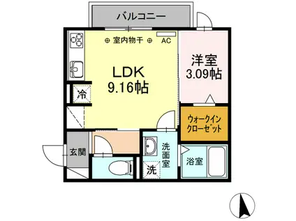 RIQUEZA黒野II(1LDK/2階)の間取り写真