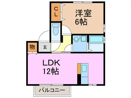 イデアル豊明(1LDK/2階)の間取り写真