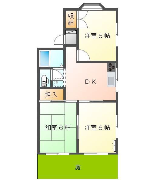 隅岡ハイツ(3DK/1階)の間取り写真