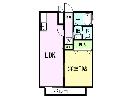 りゅう&ベル(1LDK/1階)の間取り写真