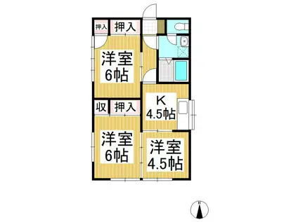 アメニティーサイド和田(3K/1階)の間取り写真