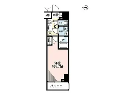 プレール・ドゥーク文京湯島(1K/6階)の間取り写真
