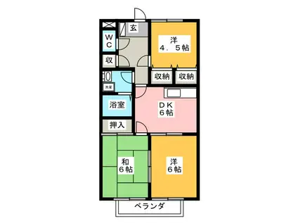 スカイハイツ澤田(3DK/1階)の間取り写真