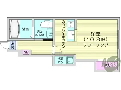 ハーランエステート(ワンルーム/1階)の間取り写真