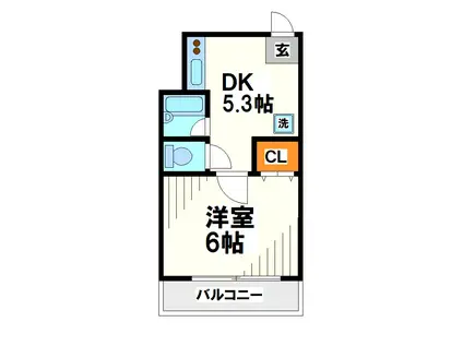 コーポタムラ(1DK/2階)の間取り写真