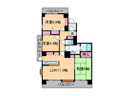日吉ロイヤルマンション(3LDK/11階)の間取り写真