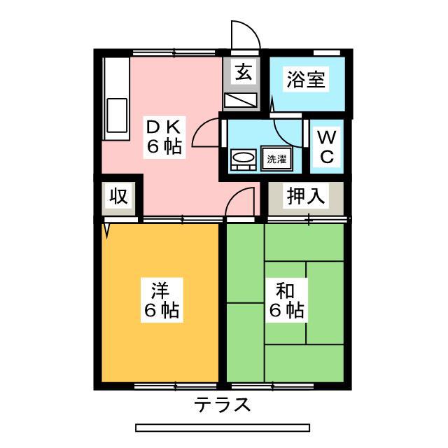 モンパレナス(2DK/1階)の間取り写真