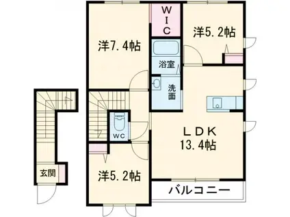 リベラ寺井II B棟(3LDK/2階)の間取り写真