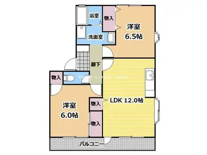 ディアコートB(2LDK/1階)の間取り写真