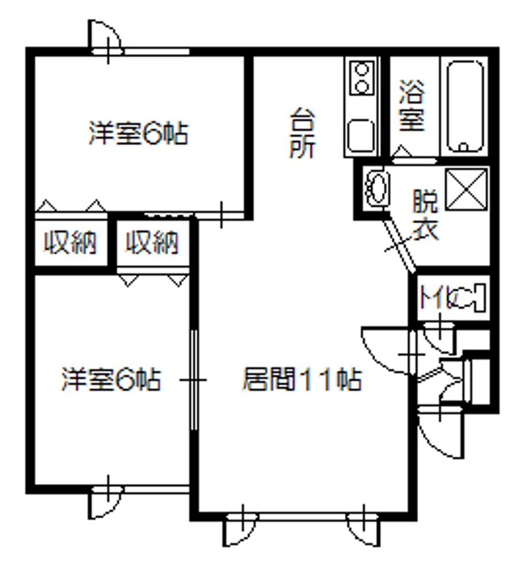 ショコラ館本町B(2LDK/1階)の間取り写真