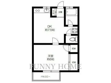 寿マンション(1DK/1階)の間取り写真