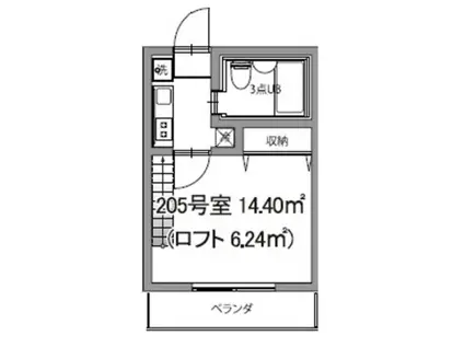 BCASA調布つつじヶ丘RE-BORN(1K/2階)の間取り写真